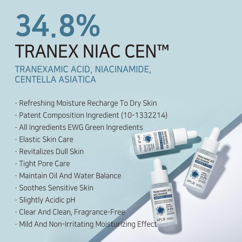 ايه بي ال بي سيروم أمبولات حمض الترانيكساميك والنياسيناميد من APLB | TRANEX NIAC CEN™ 34.8% 1.35 أونصة سائلة / عناية بالبشرة الكورية، علاج الشوائب، البقع الداكنة، يساعد على توحيد لون البشرة - Image 3